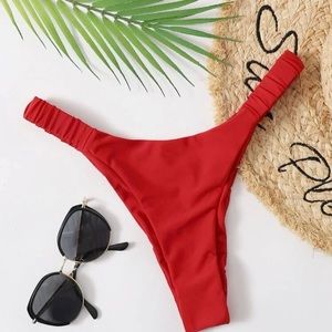 High Cut Bikini Bottom, Medium, Red